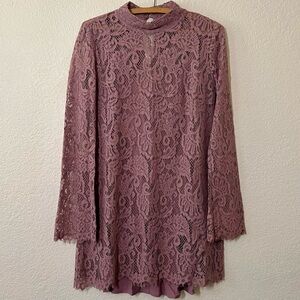 Womens Wishlist Mauve Purple Long Sleeve Lace Mini Dress Size Small